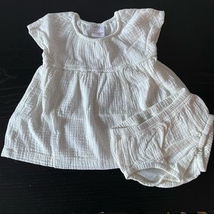 Hanna Andersson Baby White Organic Bubbly Dress Set